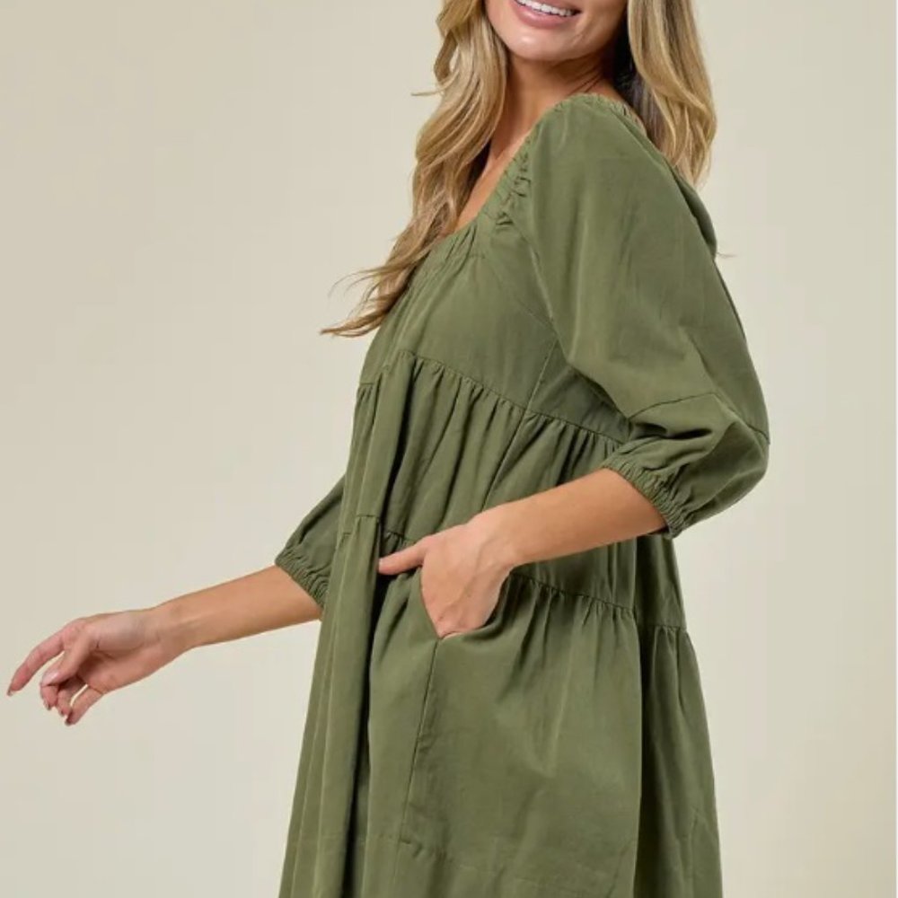New Green Babydoll Dress